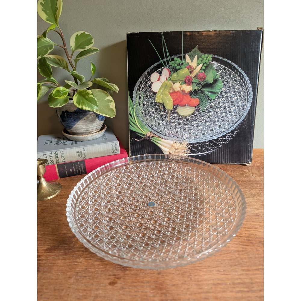 Mikasa Crystal NOS Galaxy Hostess Platter RC142/001 Vintage 12 Inch Serving Tray